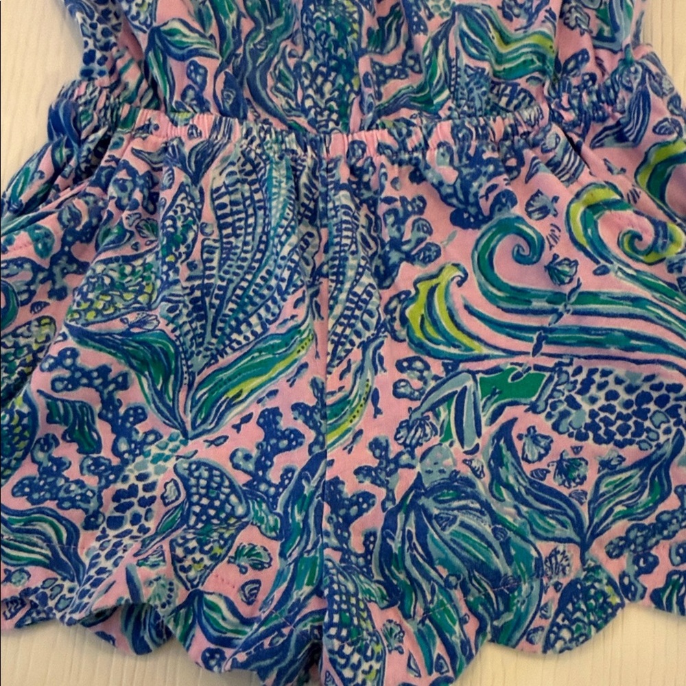 Lilly Pulitzer Pink Multicolor Seashell Print Scalloped Romper - Picture 5 of 5